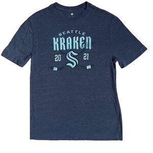 FANATICS NAVY BLUE SEATTLE KRAKEN SHORT SLEEVE T-SHIRT SIZE SMALL